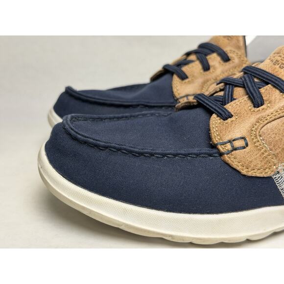 Skechers Go Walk Lite Boat Shoes Womens Shoes Size 6.5 Dark Blue Tan Air Cooled - Picture 3 of 11